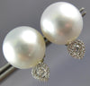 LARGE .27CT DIAMOND & AAA SOUTH SEA PEARL 18K WHITE GOLD TEAR DROP STUD EARRINGS