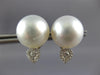 LARGE .27CT DIAMOND & AAA SOUTH SEA PEARL 18K WHITE GOLD TEAR DROP STUD EARRINGS