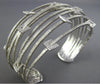 LARGE .48CT DIAMOND 14K WHITE GOLD MULTI ROW SQUARE FLEXIBLE FUN BANGLE BRACELET