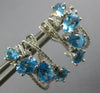 LARGE 5.5CT DIAMOND & AAA BLUE TOPAZ 14K WHITE GOLD MULTI SHAPE HANGING EARRINGS