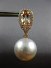 2.53CT DIAMOND AAA MORGANITE & SOUTH SEA PEARL 18K ROSE GOLD 3D HANGING EARRINGS