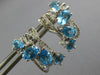 LARGE 5.5CT DIAMOND & AAA BLUE TOPAZ 14K WHITE GOLD MULTI SHAPE HANGING EARRINGS