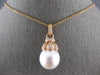 ESTATE LARGE .60CT DIAMOND & AAA SOUTH SEA PEARL 18KT ROSE GOLD FILIGREE PENDANT