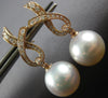 LARGE .57CT DIAMOND AAA SOUTH SEA PEARL 18KT ROSE GOLD INFINITY HANGING EARRINGS