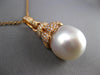 ESTATE LARGE .60CT DIAMOND & AAA SOUTH SEA PEARL 18KT ROSE GOLD FILIGREE PENDANT