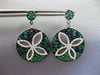 4.4CT DIAMOND & AAA EMERALD & SAPPHIRE 14K WHITE GOLD BUTTERFLY HANGING EARRINGS