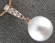 ESTATE .15CT DIAMOND & AAA SOUTH SEA PEARL 14K ROSE GOLD 3D JOURNEY LOVE PENDANT