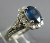 3.48CT DIAMOND & AAA SAPPHIRE 14K WHITE GOLD OVAL & ROUND FLOWER ENGAGEMENT RING