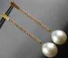LONG .63CT DIAMOND & AAA SOUTH SEA PEARL 18KT ROSE GOLD 3D BAR HANGING EARRINGS