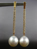 LONG .63CT DIAMOND & AAA SOUTH SEA PEARL 18KT ROSE GOLD 3D BAR HANGING EARRINGS