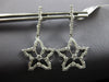 ESTATE LARGE 1.0CT DIAMOND 14KT WHITE GOLD 3D STAR SNOWFLAKE HANGING EARRINGS
