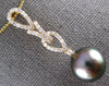 LARGE .42CT DIAMOND & AAA TAHITIAN PEARL 18KT YELLOW GOLD TEAR DROP LOVE PENDANT