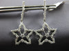 ESTATE LARGE 1.0CT DIAMOND 14KT WHITE GOLD 3D STAR SNOWFLAKE HANGING EARRINGS