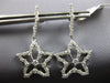 ESTATE LARGE 1.0CT DIAMOND 14KT WHITE GOLD 3D STAR SNOWFLAKE HANGING EARRINGS