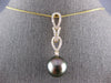 LARGE .42CT DIAMOND & AAA TAHITIAN PEARL 18KT YELLOW GOLD TEAR DROP LOVE PENDANT