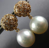 LARGE .3CT DIAMOND & AAA SOUTH SEA PEARL 18K ROSE GOLD FILIGREE HANGING EARRINGS