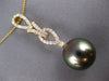 LARGE .42CT DIAMOND & AAA TAHITIAN PEARL 18KT YELLOW GOLD TEAR DROP LOVE PENDANT