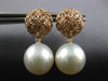 LARGE .3CT DIAMOND & AAA SOUTH SEA PEARL 18K ROSE GOLD FILIGREE HANGING EARRINGS