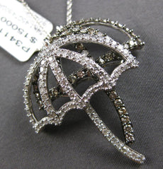 1.45CT WHITE & CHOCOLATE FANCY DIAMOND 14KT WHITE GOLD DOUBLE UMBRELLA PENDANT