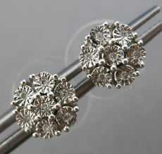 ESTATE .05CT DIAMOND 14KT WHITE GOLD 3D FLOWER FILIGREE MILGRAIN STUD EARRINGS