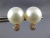 ESTATE LARGE .10CT DIAMOND & AAA SOUTH SEA PEARL 18KT ROSE GOLD 3D STUD EARRINGS