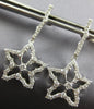 ESTATE LARGE 1.0CT DIAMOND 14KT WHITE GOLD 3D STAR SNOWFLAKE HANGING EARRINGS