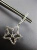 ESTATE LARGE 1.0CT DIAMOND 14KT WHITE GOLD 3D STAR SNOWFLAKE HANGING EARRINGS