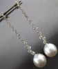 LARGE & LONG 1.53CT DIAMOND & SOUTH SEA PEARL 18K WHITE GOLD 3D HANGING EARRINGS