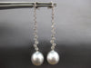 LARGE & LONG 1.53CT DIAMOND & SOUTH SEA PEARL 18K WHITE GOLD 3D HANGING EARRINGS