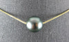 LARGE AAA TAHITIAN PEARL 18KT YELLOW GOLD 3D 13.5MM SOLITAIRE FLOATING NECKLACE