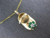 .12CT DIAMOND & AAA EMERALD 14KT YELLOW 3D GOLD BABY GIRL SHOE FLOATING PENDANT