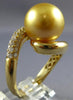 LARGE .48CT DIAMOND & AAA GOLDEN SOUTH SEA PEARL 14KT YELLOW GOLD INFINITY RING