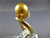 LARGE .48CT DIAMOND & AAA GOLDEN SOUTH SEA PEARL 14KT YELLOW GOLD INFINITY RING