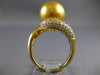 LARGE .48CT DIAMOND & AAA GOLDEN SOUTH SEA PEARL 14KT YELLOW GOLD INFINITY RING