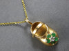 .12CT DIAMOND & AAA EMERALD 14KT YELLOW 3D GOLD BABY GIRL SHOE FLOATING PENDANT