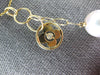 ESTATE .02CT DIAMOND & AAA SOUTH SEA PEARL 14K YELLOW GOLD FLOWER LARIAT PENDANT