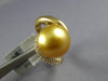 LARGE .48CT DIAMOND & AAA GOLDEN SOUTH SEA PEARL 14KT YELLOW GOLD INFINITY RING