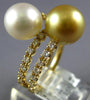 LARGE .60CT DIAMOND & AAA GOLDEN & WHITE SOUTH SEA PEARL 18KT YELLOW GOLD RING