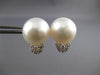 LARGE .35CT DIAMOND & AAA SOUTH SEA PEARL 18KT WHITE GOLD 3D MOON STUD EARRINGS
