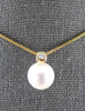 ESTATE .08CT DIAMOND & AAA SOUTH SEA PEARL 18KT YELLOW GOLD BEZEL ETOILE PENDANT