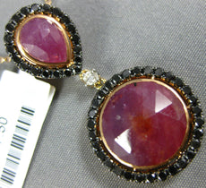 7.73CT BLACK DIAMOND & AAA SLICED RUBY 18KT ROSE GOLD CIRCULAR TEAR DROP PENDANT
