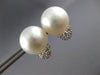 LARGE .35CT DIAMOND & AAA SOUTH SEA PEARL 18KT WHITE GOLD 3D MOON STUD EARRINGS