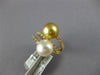 LARGE .60CT DIAMOND & AAA GOLDEN & WHITE SOUTH SEA PEARL 18KT YELLOW GOLD RING