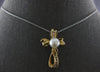 .14CT DIAMOND & AAA SOUTH SEA PEARL 14KT YELLOW GOLD 3D CROSS FLOATING PENDANT