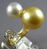 LARGE .50CT DIAMOND AAA GOLDEN & WHITE SOUTH SEA PEARL 18K YELLOW GOLD LOVE RING