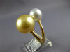 LARGE .50CT DIAMOND AAA GOLDEN & WHITE SOUTH SEA PEARL 18K YELLOW GOLD LOVE RING