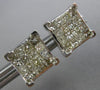 LARGE 1.40CT DIAMOND 14KT WHITE GOLD 3D PRINCESS INVISIBLE SQUARE STUD EARRINGS