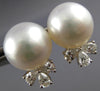 LARGE .85CT DIAMOND & AAA SOUTH SEA PEARL 18K WHITE GOLD FLORAL CLIP ON EARRINGS