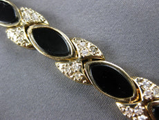 1.08CT DIAMOND & AAA ONYX 14K YELLOW GOLD MARQUISE SHAPE & ROUND BRACELET #27042