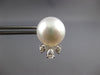 LARGE .85CT DIAMOND & AAA SOUTH SEA PEARL 18K WHITE GOLD FLORAL CLIP ON EARRINGS